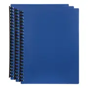 3PK Marbig 40-Pocket A4 Refillable Document/File Holder Display Book - Blue