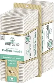 Cotton Too 750 Count Cotton Swabs with White Paper Stick, 2 Pack