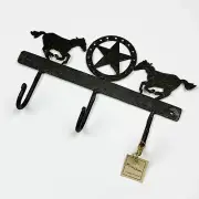 Western Star Galloping Horses Cowboy Barn Triple Key Coat Purse Wall Hook