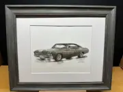 Drawing of a 1967 Chevrolet Impala Car Graphite Pencil Art Sketch Picture Print