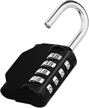 ZHEGE Lock, 4 Digit Combination Padlock Outdoor, School Lock, Gym Lock and Black Lock
