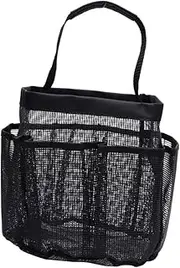 HONITANO Oxford Cloth Mesh Bathroom Storage Tote Bag Durable Organizer for Toiletries Cosmetics Brushes Quick Dry Design for Travel Gym School Dorm Black