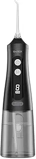 OraTECH Water Dental Flosser, Portable Cordless Oral Irrigator 350ML Rechargeable Travel IPX7 Waterproof Electric Flossing for Teeth Cleaning (Black)