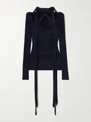 [Y/PROJECT] Y/PROJECT - Scarf-detailed Spaced-dyed Stretch-knit Top - Navy - x large x large Blue