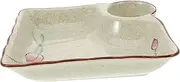 LeoLeoyy Ceramic Dumpling Plate Sushi Serving Dish Easy Clean Dishwasher Safe Multi-use (Beige)