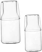 NOLITOY 2Sets Transparent Bedside Carafe with Cup High Borosilicate Glass Water Jug for Home for Juice Iced Tea and Beverages Stylish Nightstand Accessory for Bedroom