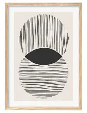 [Profile Australia] Australian Made Intersecting Circles Lines Art Print A1 in Natural Frame