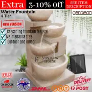Solar Power Fountain Water Feature Bird Bath Outdoor Indoor Garden w/ LED Lights