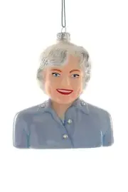 BETTY WHITE Glass Glittered Christmas Ornament, 4.75" Tall, by Cody Foster