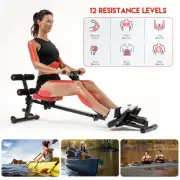 Rowing Machine Rower Resistance Exercise Fitness Gym Hydraulic 12 Level Magnetic