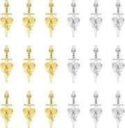 [UNICRAFTALE] 40pcs 2 Colors Skull Sword with Heart Charm Gothic Skull Skeleton Charm Tibetan Style Alloy Anime Figures Decoration Charm Swords Bookmarks for Jewelry Making Charms Crafts Supplies,