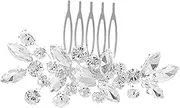 PACKOVE Bridal Hair Comb with Rhinestones and Flowers Elegant Minimalist Hair Accessory for Weddings Comfortable and Durable Bride Hairpiece for Bride and Flower Girl Styles