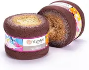 1 Skein/Pack Yarnart Flowers Gradient Yarn, Each Ball 8.8 Oz (250gr) / 1094 Yards (1000m), 55% Cotton 45% Acrylic, Superfine Fingering Weight for Knitting and Crochet, 284 - Brown Beige
