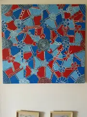 Aboriginal Painting Helen Rubuntja Bush Seeds. Original with COA. 68x73cm