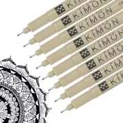 Micro Pen, 8Pcs 0.45mm Fine Point Drawing Pens Waterproof FineLiner, Black