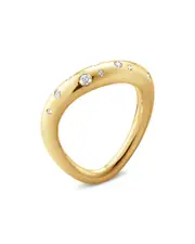 Georg Jensen 18K Yellow Gold Offspring Diamond Wavy Ring