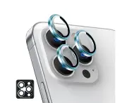 ZUSLAB Apple iPhone 16 Pro Max Camera Lens Protector, 9H Tempered Glass Camera Cover Screen Protector Metal Individual Ring (2024) - Blue