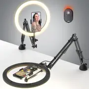12”Circle LED Desk Ring Light,Flexible Articulating Phone Arm Stand for iphone