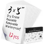 Dry Erase Sticky Notes 3x5"| 12pcs Reusable Small Blank Whiteboard Stickers f...