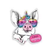 3" Mini Pig Unicorn Sticker Magical Rainbow Cup Tumbler Laptop Phone Vinyl Decal