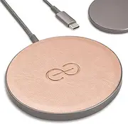 Dreem Empower Magnetic Wireless Charger Pad – Compatible with MagSafe for iPhone 16/15/14/13/12 & Qi-Certified Devices – Premium Vegan Leather [Rose]