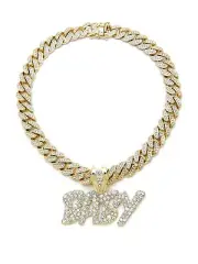 LIL BABY PENDANT LAB DIAMOND CUBAN LINK CHAIN NECKLACE GOLD HIP HOP RAPPER