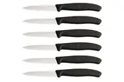 6x Victorinox 8cm Wavy Edge Pointed Tip Paring Knife Serrated Cheese/Bread Black