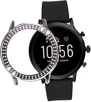 SEWACC Shiny Diamond Accents Watch Case Double Row Design 5 Compatible Protective Shell Grey