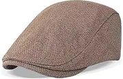[HIQIU] Men's Summer Unisex Linen Flat Cap Gatsby Ivy Hat Newsboy Hat Peaked Cap Beret Cap