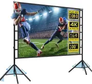 Projector Screen w/ Stand 100 inch 16:9 Portable for Home Theater Outdoor Indoor