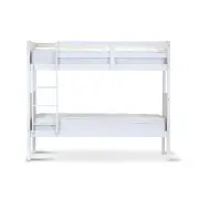 Zinnia Single Bunk Bed Frame Solid Rubber Timber Wood Loft Furniture - White
