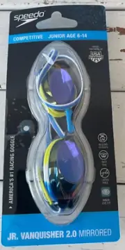 Speedo JUNIOR V mirrored goggles anquisher 2.0 competitive anti-fog blue strap