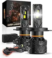 NIGHTEYE H4 Fog Light Bulbs - 25000LM 6500K Cool White, 120W Super Bright, Plug and Play, Fan Cooling, Pack of 2