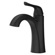 Willa Single Handle Single Hole Bathroom Faucet With Deck Plate in Matte Black