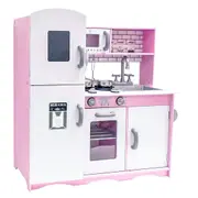 Wooden Kids Kitchen Toys Pretend Play Set Toddler Children Cooking Home Cookware - pink