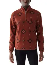 Frank And Oak Mens Relaxed Fit Half Zip Sweatshirt Fired Brick Red Small