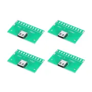 4Pcs Type-C Female Test Board USB 3.1, 1.6x1 Inch Green PCB Board Adapter 24 Pin