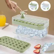 Ice Cube Tray with Lid and Bin 32 Grids Easy Release Ice Cube Mold for ◑