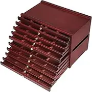 MEEDEN 10-Drawer Beechwood Artist Supply Storage Box, Portable Artist Supply Pencil & Brush Organized Wood Box with Drawer in Mahogany Color for Pastels, Pencils, Pens, Brushes, Makeup Brushes Tools