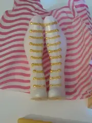 Lol Surprise OMG Doll Miss Independent Tall White Pleather Gold Heel Boots Shoes