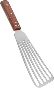 Milisten Fish Spatula Stainless Steel Metal Turner with Wooden Handle Durable Slotted Spatula for Flipping Fish Meat Eggs and Pancakes Versatile Kitchen Tool for Cooking