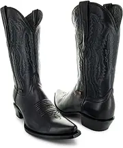 [Soto Boots] Mens Burnished Snip Toe Cowboy Boots, Genuine Leather Men's Cowboy Boots, Tan Western Boots For Men H50030