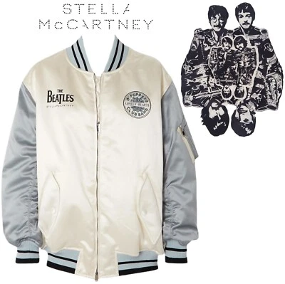 $2,780 Beatles STELLA MCCARTNEY Get Back Satin Bomber Varsity Jacket Cream Blue
