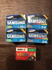 New Sealed 5 Roll Pack 35mm Color Print Film DX ISO 400/27 & 100/21 Samsung AGFA