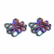 2 Octopus Charms Rainbow Metal Connector Pendants Links Nautical Ocean Jewelry