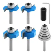 4 Pcs Rabbet Router Bits Set, 1/4 Inch Shank with 6 Interchangeable Bearings