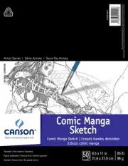 Canson Artist Series Comic Manga Sketch Pad, 8.5" x 11", Fold-Over Cover, 50