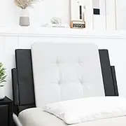Upholstered Headboard Wall Mounted Tufted Cushion for King Beds, Adjustable Headboards 90 cm, Providing Excellent Support, in White and Black Faux Leather Frame