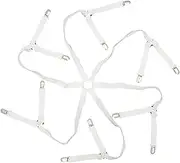 Bed Sheet Holder Straps 12 Clips Bed Sheet Fasteners Adjustable Elastic Suspenders 6 Way Cross Bed Sheet Clips Bedding Accessories for Round and Square Mattresses Keep Sheets Tidy(white)