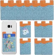 Framendino, 12 Pack Sublimation PU Leather Card Holder Blanks Heat Transfer Glitter Wallet for Back of Phone (Blue), Blue, 12 Pack